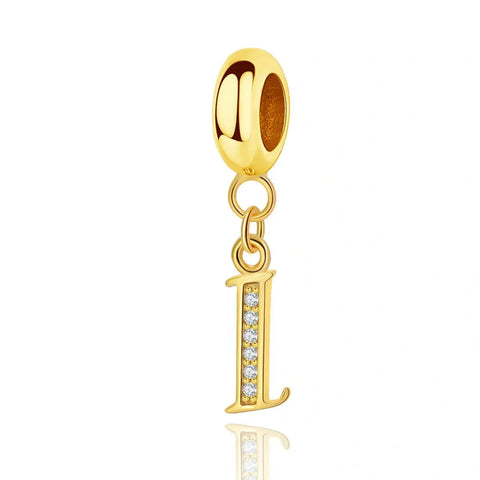 Gold Initial Letter A-Z Alphabet Dangle Charms - Gold Initial Letter A-Z Alphabet Dangle Charms