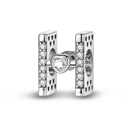 jewlouli sparkling-heart-letter-az-alphabet-pandora-charm-jewelry fits pandora bracelet