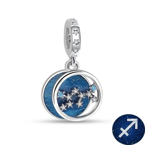 Blue Galaxy Astrology Signs Zodiac Constellation Charms - Fits pandora Bracelet