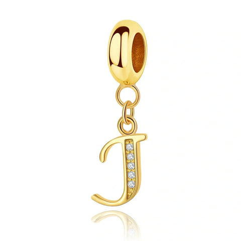 Gold Initial Letter A-Z Alphabet Dangle Charms - Gold Initial Letter A-Z Alphabet Dangle Charms - Fits pandora Bracelet