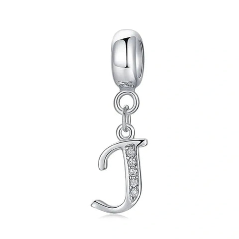 Elegant Cursive Letter A-Z Alphabet Charm - Fits pandora Bracelet