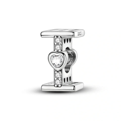 jewlouli sparkling-heart-letter-az-alphabet-pandora-charm-jewelry fits pandora bracelet