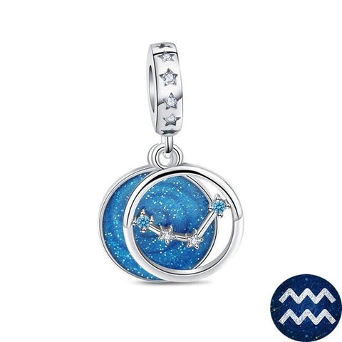 Blue Galaxy Astrology Signs Zodiac Constellation Charms - Fits pandora Bracelet