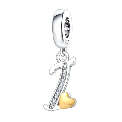 Cursive Gold Heart Letter A-Z Alphabet Charm - Cursive Gold Heart Letter A-Z Alphabet Charm
