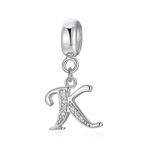 Elegant Cursive Letter A-Z Alphabet Charm - Fits pandora Bracelet