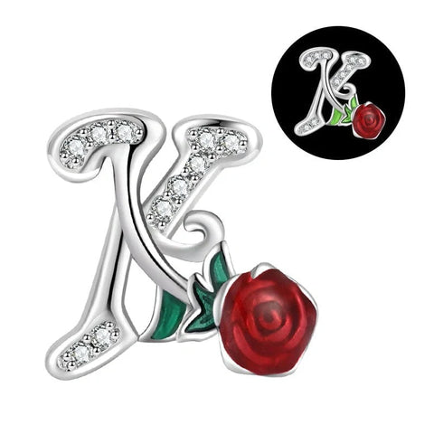 jewlouli luminous-rose-letter-az-alphabet-pandora-charm-jewelry fits pandora bracelet