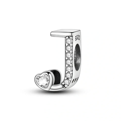 jewlouli sparkling-heart-letter-az-alphabet-pandora-charm-jewelry fits pandora bracelet