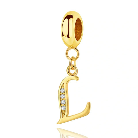 Gold Initial Letter A-Z Alphabet Dangle Charms
