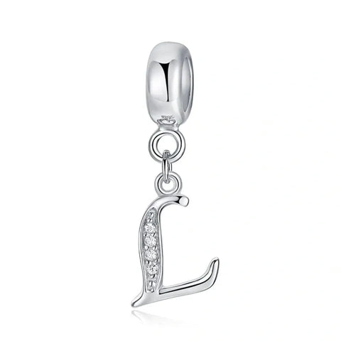 Elegant Cursive Letter A-Z Alphabet Charm - Fits pandora Bracelet