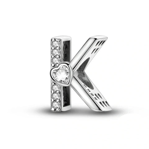 Sparkling Heart Letter A-Z Alphabet Charm - Sparkling Heart Letter A-Z Alphabet Charm