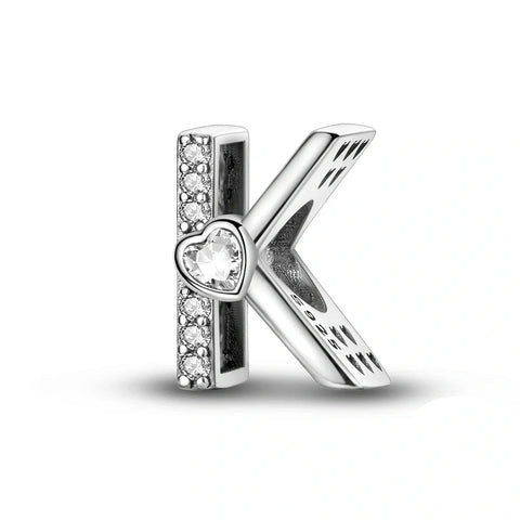 jewlouli sparkling-heart-letter-az-alphabet-pandora-charm-jewelry fits pandora bracelet