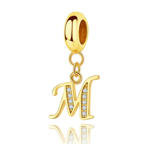 Gold Initial Letter A-Z Alphabet Dangle Charms - Gold Initial Letter A-Z Alphabet Dangle Charms