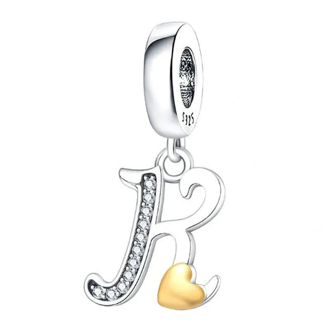 Cursive Gold Heart Letter A-Z Alphabet Charm - Cursive Gold Heart Letter A-Z Alphabet Charm