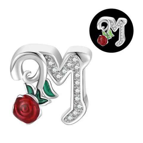 Luminous Rose Letter A-Z Alphabet Charm - Luminous Rose Letter A-Z Alphabet Charm