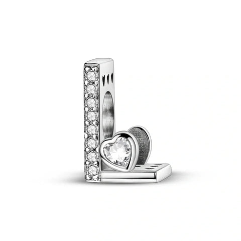 Sparkling Heart Letter A-Z Alphabet Charm