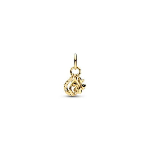 K Lucky Clover Wishbone Horseshoe Dangle Charm - Lucky charm featuring a clover, wishbone, and horseshoe, crafted in K gold.