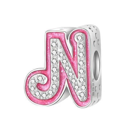 jewlouli pink-letter-az-alphabet-pandora-charm-jewelry fits pandora bracelet