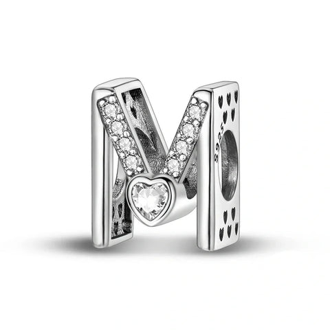 Sparkling Heart Letter A-Z Alphabet Charm - Sparkling Heart Letter A-Z Alphabet Charm