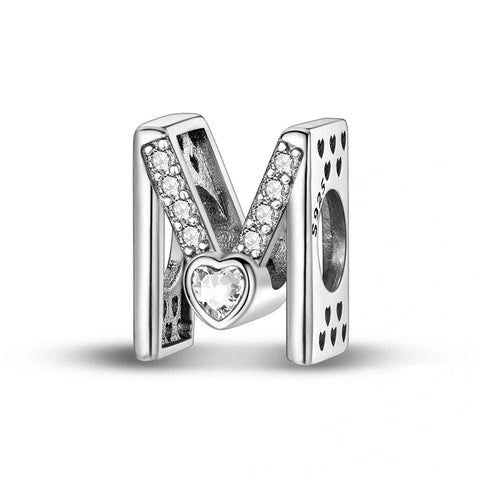 jewlouli sparkling-heart-letter-az-alphabet-pandora-charm-jewelry fits pandora bracelet