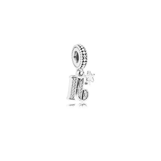 16 Years of Love Charm - A meaningful charm symbolizing 16 years of love, ideal for milestone celebrations in jewelry.