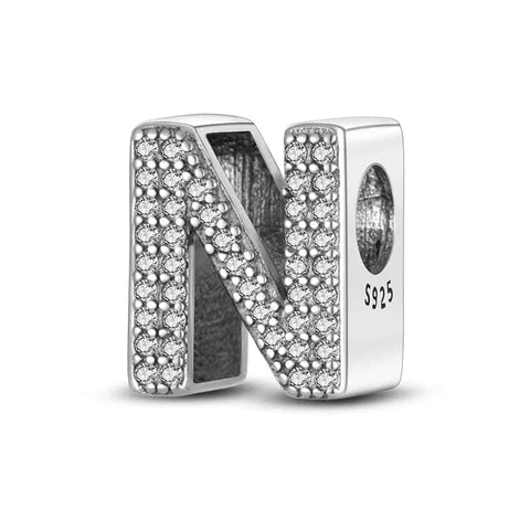 Sparkling Letter A-Z Alphabet Charm - Fits pandora Bracelet