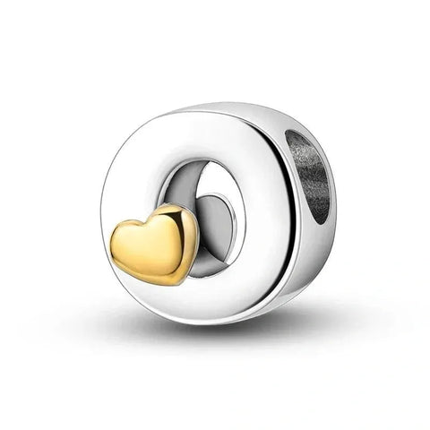 Gold Heart Letter A-Z Alphabet Charm - Fits pandora Bracelet