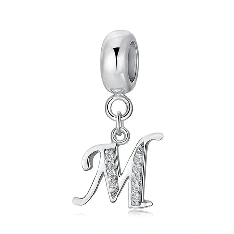 Elegant Cursive Letter A-Z Alphabet Charm - Fits pandora Bracelet