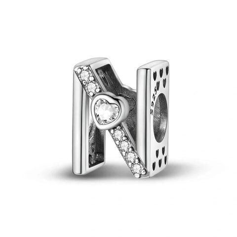 Sparkling Heart Letter A-Z Alphabet Charm - Sparkling Heart Letter A-Z Alphabet Charm
