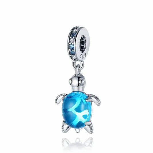 Sterling Silver Blue Sea Turtle Charm