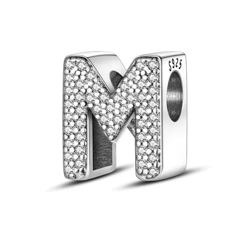 Sparkling Letter A-Z Alphabet Charm - Fits pandora Bracelet