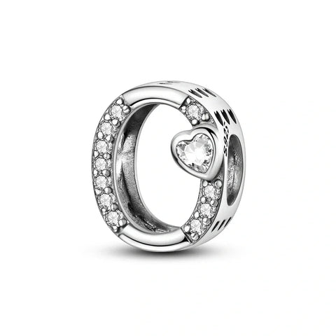 Sparkling Heart Letter A-Z Alphabet Charm