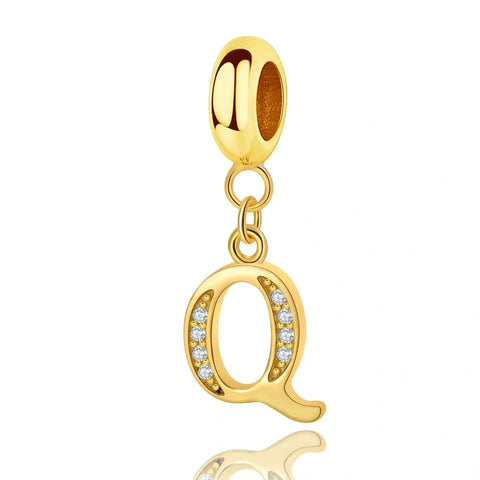 Gold Initial Letter A-Z Alphabet Dangle Charms - Fits pandora Bracelet