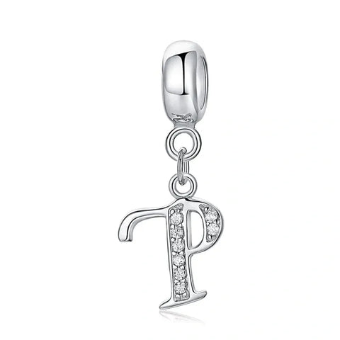 Elegant Cursive Letter A-Z Alphabet Charm - Fits pandora Bracelet