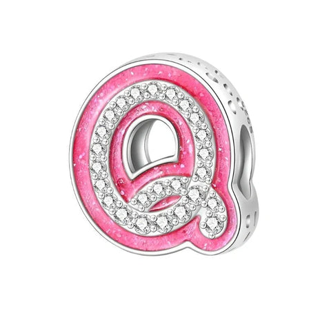 jewlouli pink-letter-az-alphabet-pandora-charm-jewelry fits pandora bracelet
