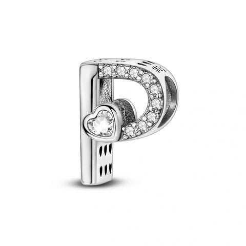 jewlouli sparkling-heart-letter-az-alphabet-pandora-charm-jewelry fits pandora bracelet