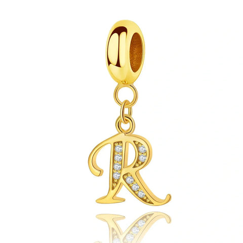 Gold Initial Letter A-Z Alphabet Dangle Charms - Fits pandora Bracelet