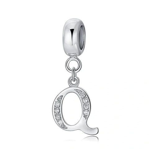 Elegant Cursive Letter A-Z Alphabet Charm - Fits pandora Bracelet