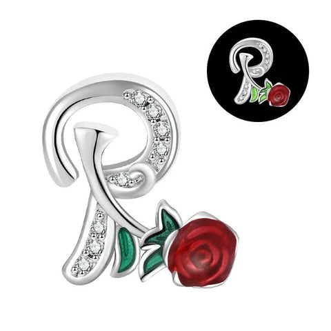jewlouli luminous-rose-letter-az-alphabet-pandora-charm-jewelry fits pandora bracelet