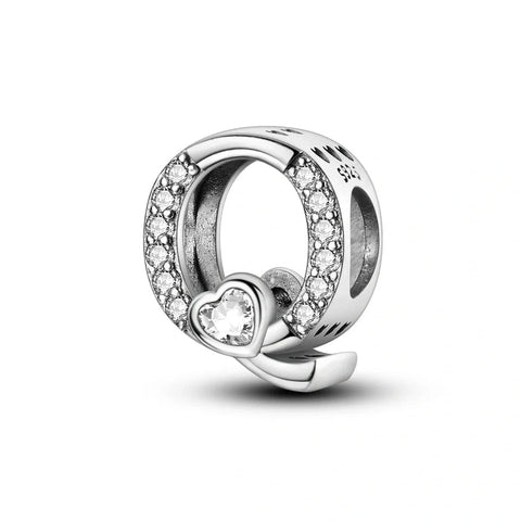 Sparkling Heart Letter A-Z Alphabet Charm