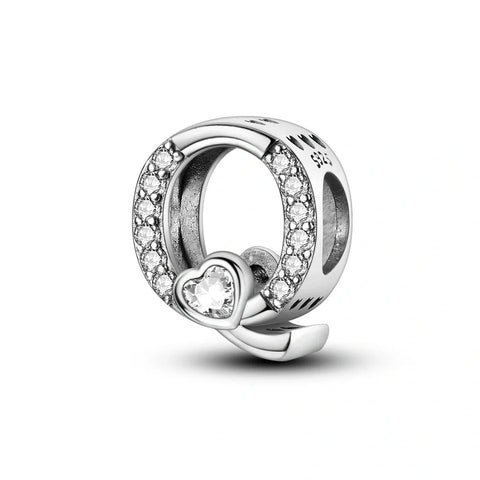 jewlouli sparkling-heart-letter-az-alphabet-pandora-charm-jewelry fits pandora bracelet
