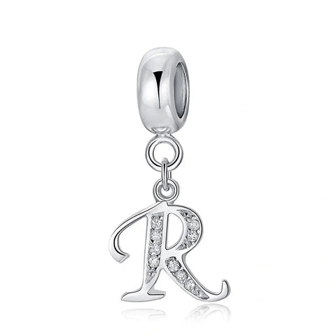 Elegant Cursive Letter A-Z Alphabet Charm - Fits pandora Bracelet