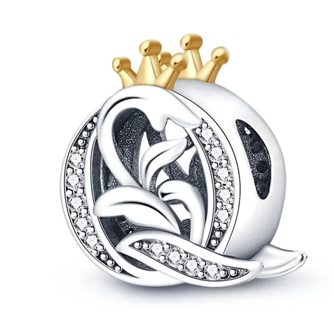 Crowned Royal Letter A-Z Alphabet Charm - Fits pandora Bracelet