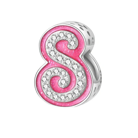 Pink Letter A-Z Alphabet Charm - Pink Letter A-Z Alphabet Charm
