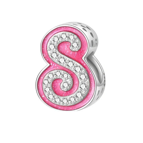 jewlouli pink-letter-az-alphabet-pandora-charm-jewelry fits pandora bracelet