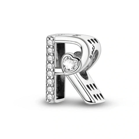 Sparkling Heart Letter A-Z Alphabet Charm