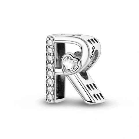 jewlouli sparkling-heart-letter-az-alphabet-pandora-charm-jewelry fits pandora bracelet