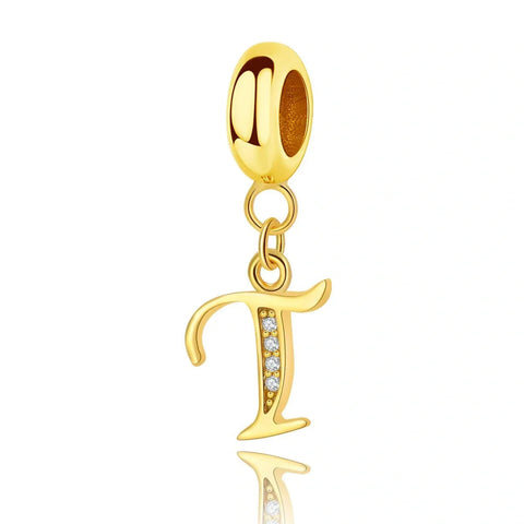 Gold Initial Letter A-Z Alphabet Dangle Charms - Gold Initial Letter A-Z Alphabet Dangle Charms