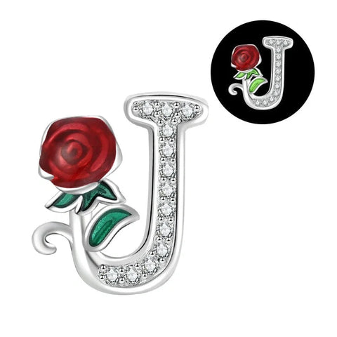 jewlouli luminous-rose-letter-az-alphabet-pandora-charm-jewelry fits pandora bracelet