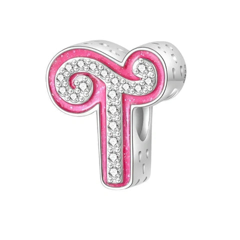 Pink Letter A-Z Alphabet Charm - Pink Letter A-Z Alphabet Charm