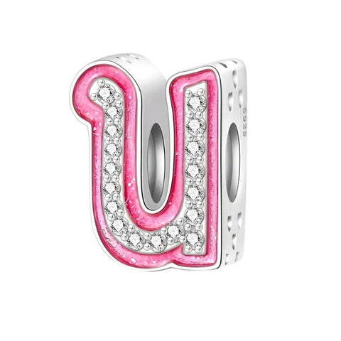 jewlouli pink-letter-az-alphabet-pandora-charm-jewelry fits pandora bracelet